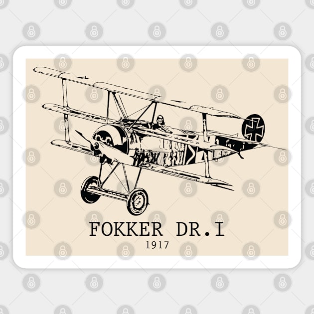 Fokker Dr.I World War I Fighter Plane Magnet by Lakeric